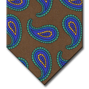 Brown with Green and Navy Paisley Tie