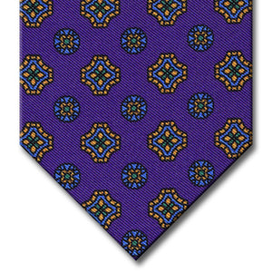 Purple with Blue and Gold Geometric Pattern Tie