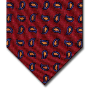 Burgundy with Blue and Gold Paisley Tie