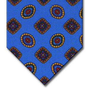 Light Blue with Gold and Red Geometric Pattern Tie