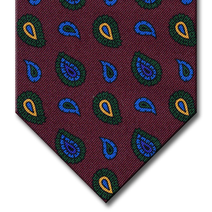 Burgundy with Green and Gold Paisley Tie