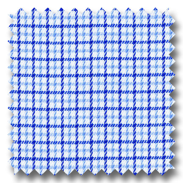 Blue and Navy Check 2Ply Twill - Custom Dress Shirt