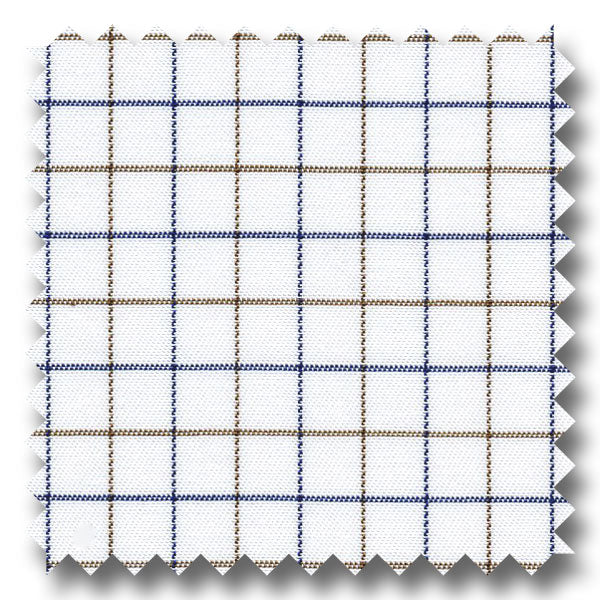 Blue and Brown Check 2Ply Twill - Custom Dress Shirt