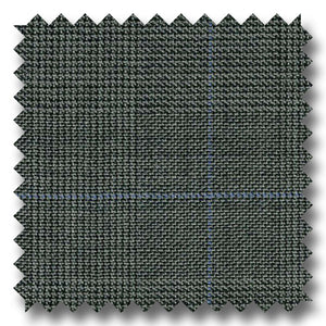 Gray Glen Plaid with Blue Windowpane Check Super 130s Merino Wool