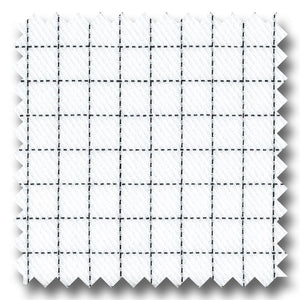 White with Black Mini Grid Check Twill - Custom Dress Shirt