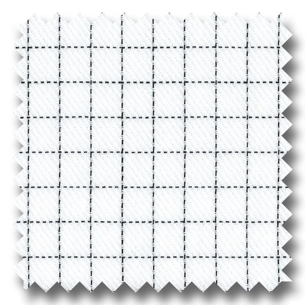 White with Black Mini Grid Check Twill - Custom Dress Shirt