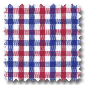 Blue and Red Gingham Check Broadcloth - Custom Dress Shirt