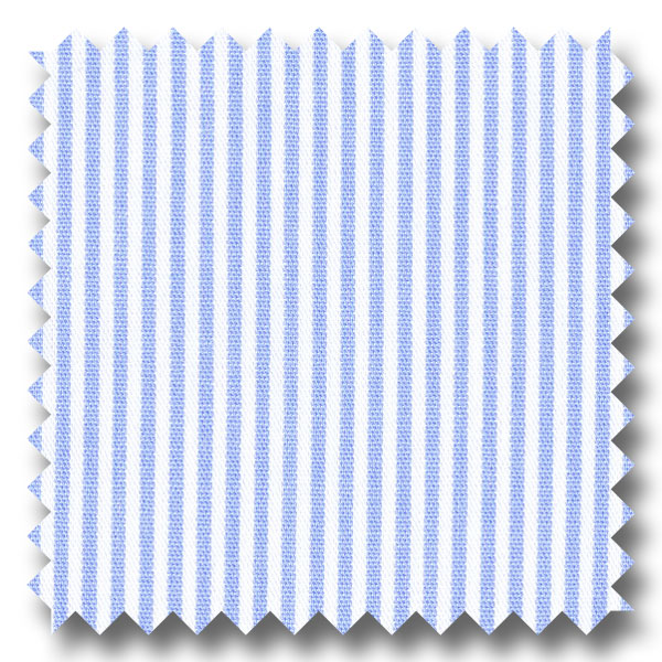White with Light Blue Bengal Stripe Pinpoint - Custom Dress Shirt