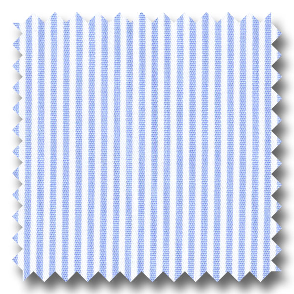 White with Light Blue Bengal Stripe Pinpoint - Custom Dress Shirt