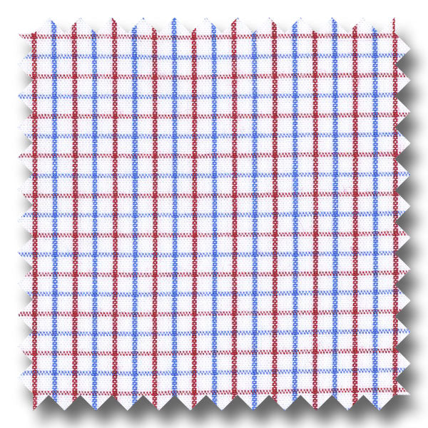 Red and Blue Tattersall Check Broadcloth - Custom Dress Shirt
