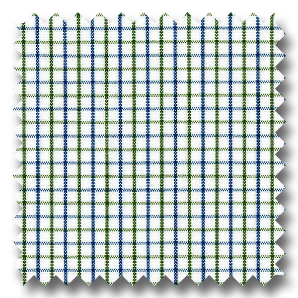 Blue and Green Tattersall Check Broadcloth - Custom Dress Shirt