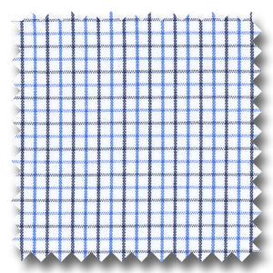 Blue and Black Tattersall Check Broadcloth - Custom Dress Shirt
