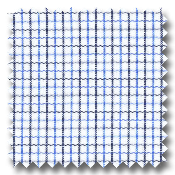 Blue and Black Tattersall Check Broadcloth - Custom Dress Shirt
