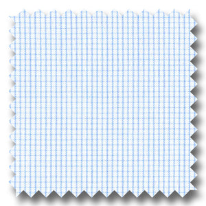Light Blue Mini Grid Check Broadcloth - Custom Dress Shirt