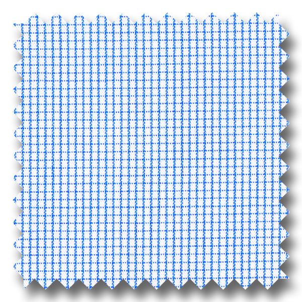 Medium Blue Mini Grid Check Broadcloth - Custom Dress Shirt