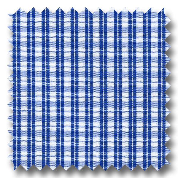 Royal Blue Mini Grid Check Pinpoint - Custom Dress Shirt
