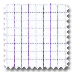 White with Lavender and Indigo Mini Grid Check Twill - Custom Dress Shirt