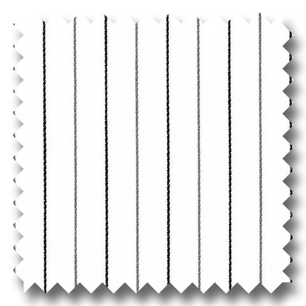 White with Black and Gray Pin Stripe Twill - Custom Dress Shirt