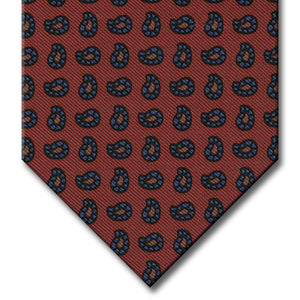 Orange with Medium Blue Paisley Pattern Tie