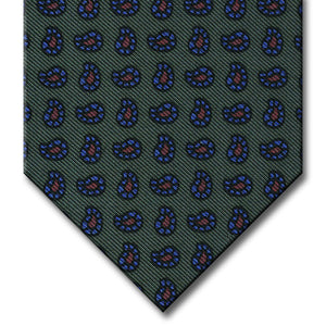 Green with Medium Blue Paisley Pattern Tie