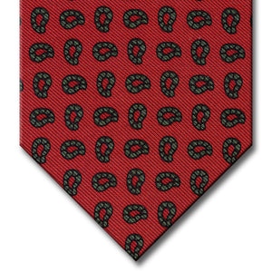 Red with Green Paisley Pattern Tie