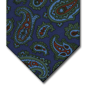 Navy, Green and Red Paisley Tie