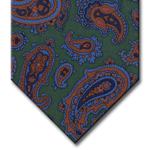 Green, Light Brown and Blue Paisley Tie