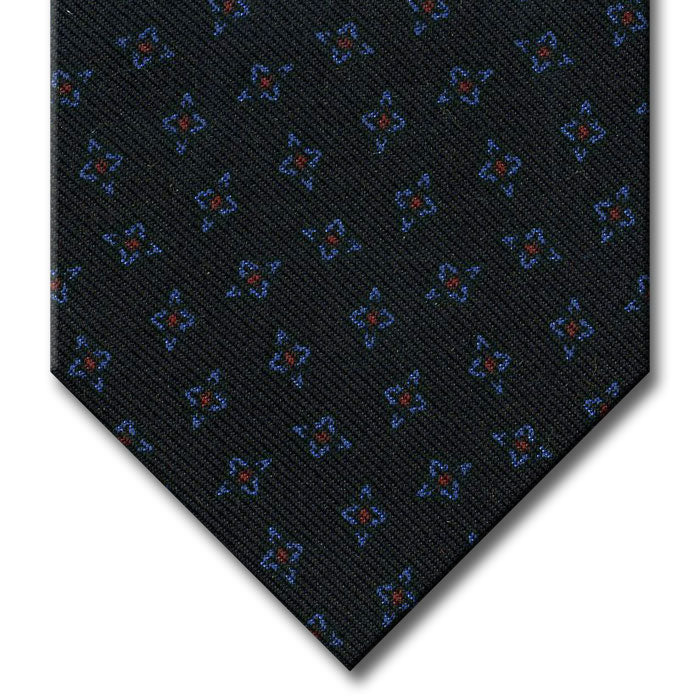 Navy with Blue and Red Geometric Pattern Tie