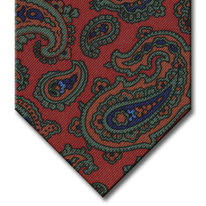 Red with Blue and Green Paisley Tie