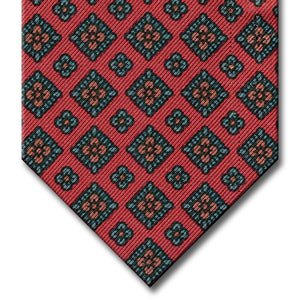 Red with Green and Orange Floral Pattern Tie
