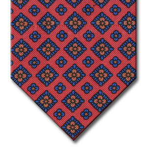 Red with Navy and Orange Floral Pattern Tie