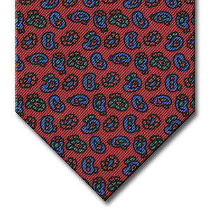 Red with Blue and Orange Paisley Pattern Tie