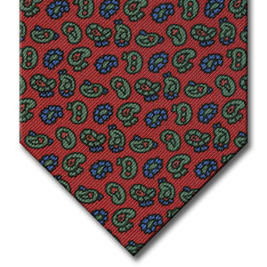 Red with Blue and Green Paisley Pattern Tie