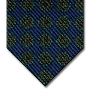 Navy with Green and Orange Medallion Tie