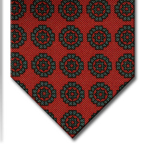 Red with Green Medallion Tie