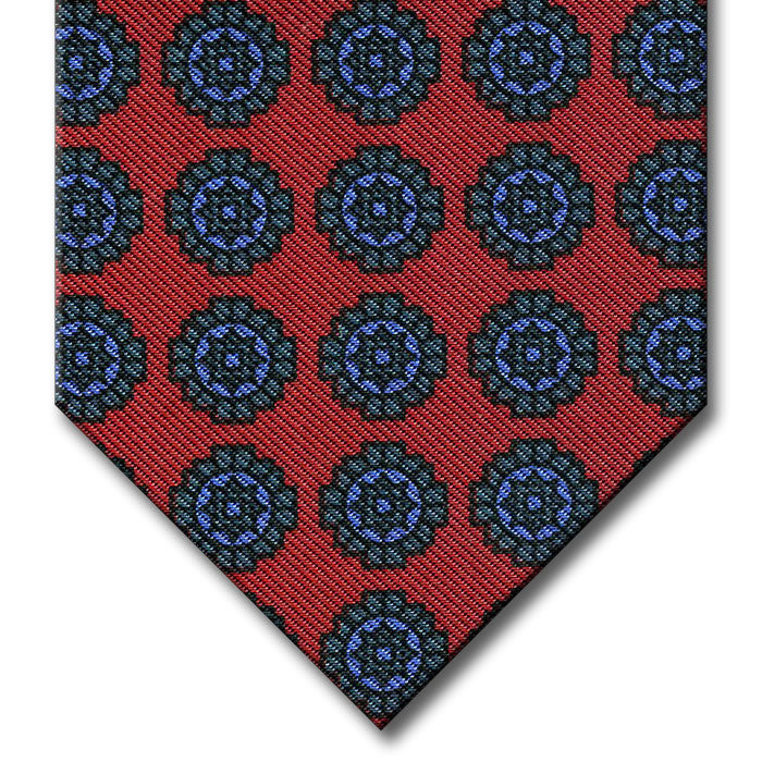 Red with Green and Blue Medallion Tie