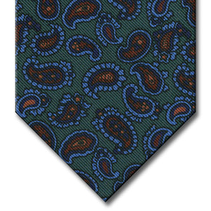 Green with Brown and Blue Paisley Tie