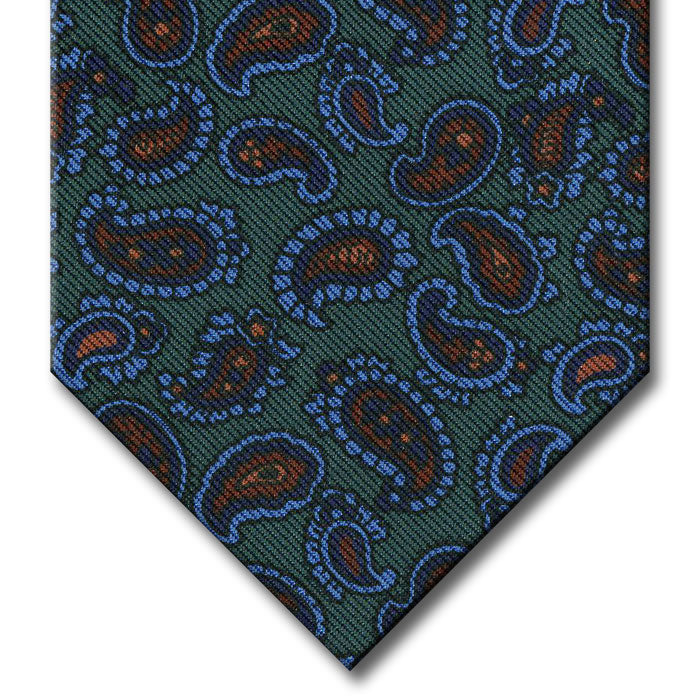 Green with Brown and Blue Paisley Tie