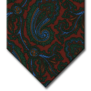 Red with Light Blue and Green Paisley Tie