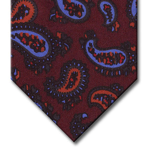 Burgundy with Light Blue and Brown Paisley Tie