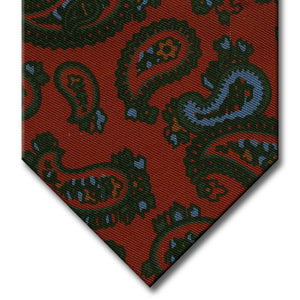 Red with Light Blued and Green Paisley Tie