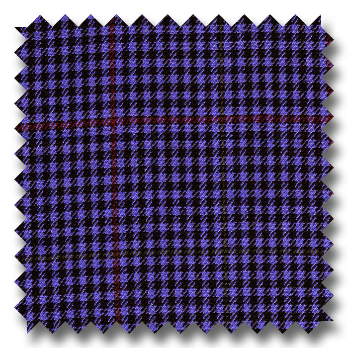 Dark Blue with Red Houndstooth 100% Wool