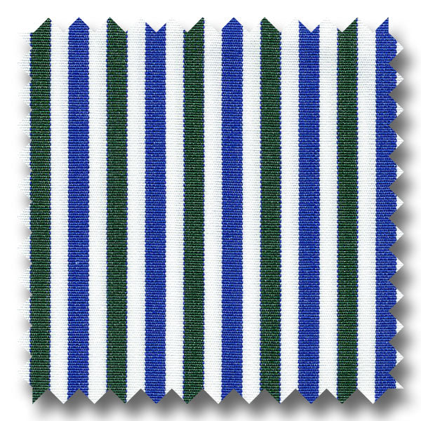 Green and Navy Stripe 2Ply Broadcloth - Custom Dress Shirt