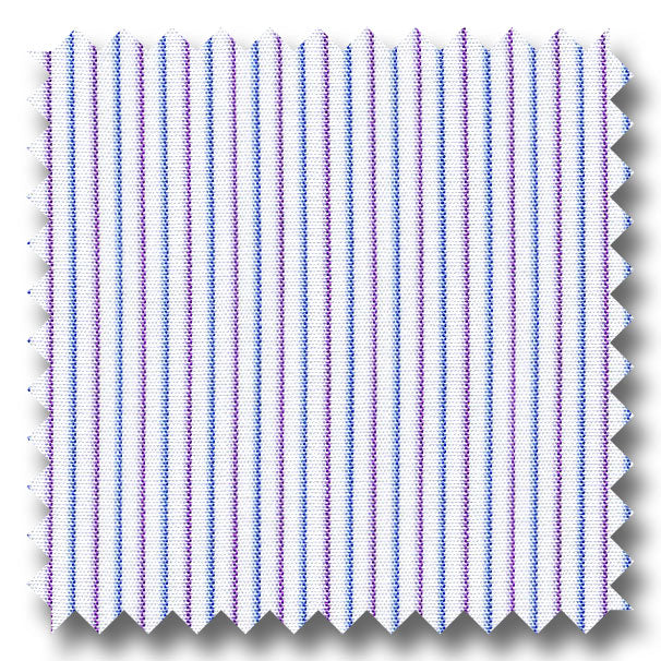 Blue and Plum Stripe 2Ply Broadcloth - Custom Dress Shirt