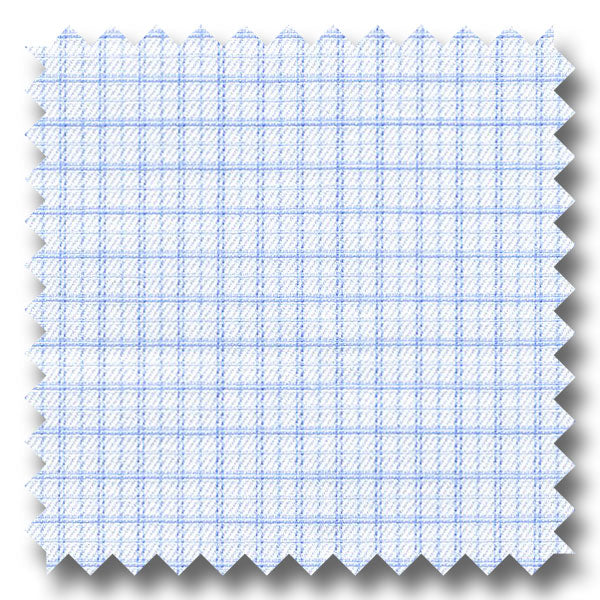 Light Blue Check 140 2Ply Twill - Custom Dress Shirt