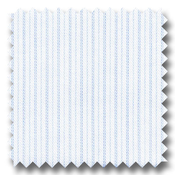 Light Blue Stripe 140 2Ply Twill - Custom Dress Shirt