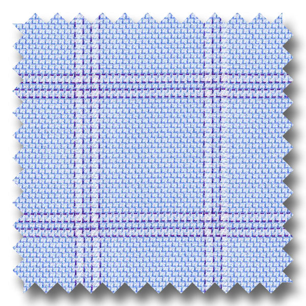 Blue and Plum Check 140 2Ply Twill - Custom Dress Shirt