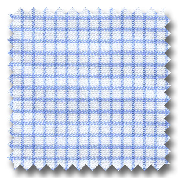 Light Blue Check 140 2Ply Royal Oxford - Custom Dress Shirt