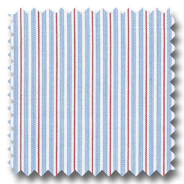 Blue and Red Stripe 140 2Ply Broadcloth - Custom Dress Shirt
