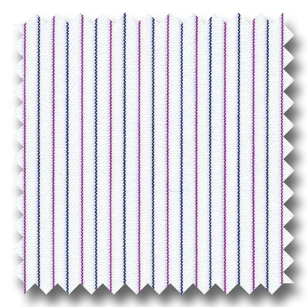 Navy and Red with Raised White Stripe 140 2Ply Broadcloth - Custom Dress Shirt